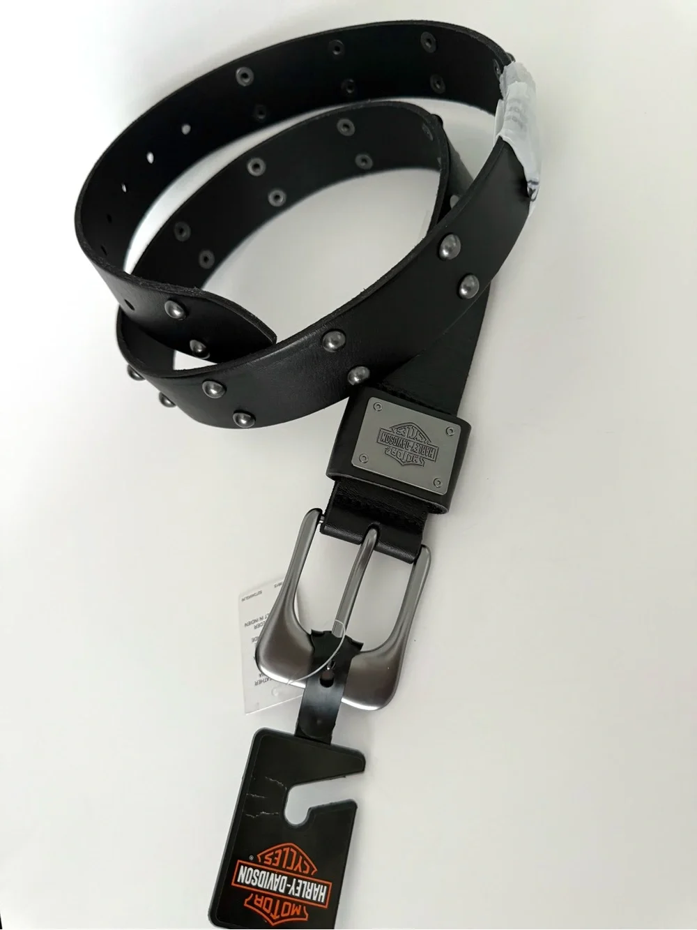 NEW Harley-Davidson Men's Western Dome Studded Genuine Leather Belt - Black